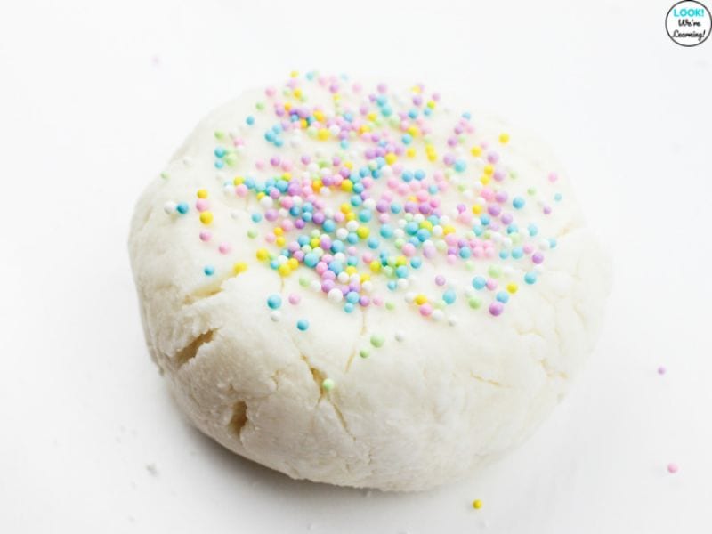 white marshmallow playdough with sprinkles