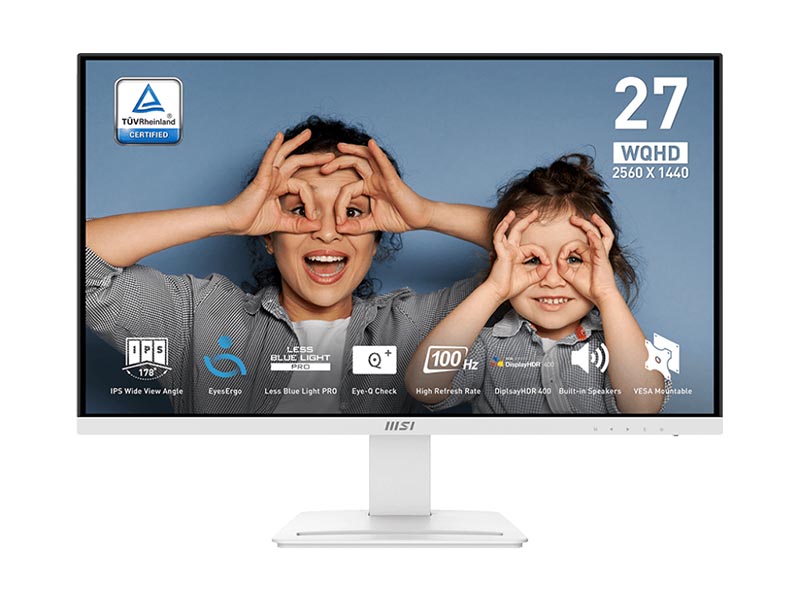Monitor 27" MSI PRO MP273QW E2 IPS, 100Hz, 1ms, 2560 x 1440 WQHD, HDMIx2, DP, Speakers, VESA, White
