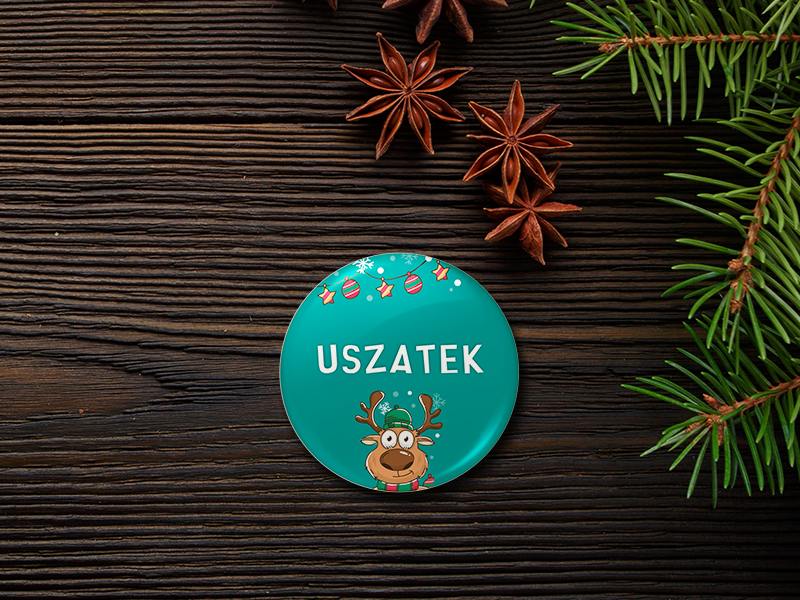 Przypinka świąteczna renifer uszatek