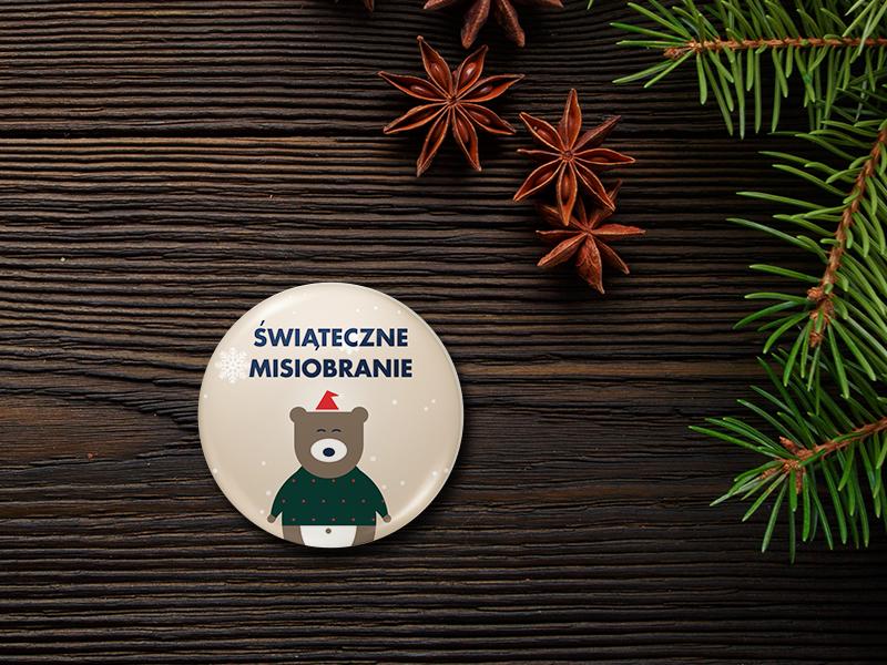 Przypinka świąteczna z misiem