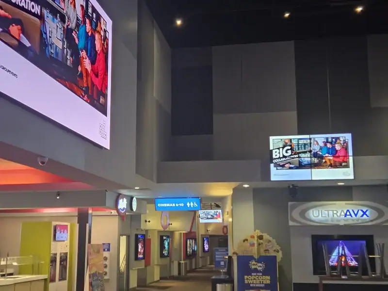 Custom DVLED refreshes and national cinema technology infrastructure for Cineplex Junxion locations.