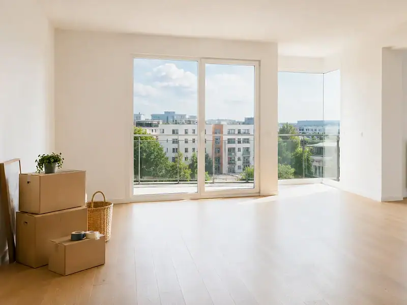 Intérieur de maison préparé pour le tri et le débarras