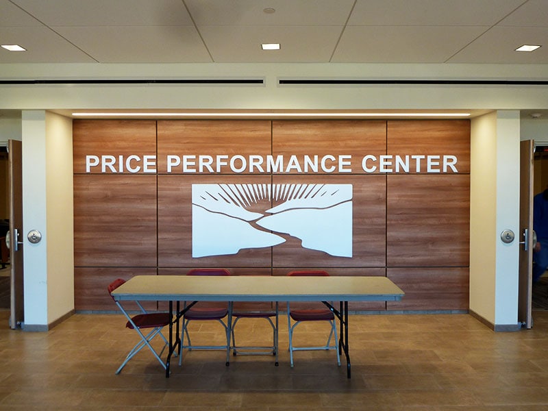 Price Auditorium entryway sign
