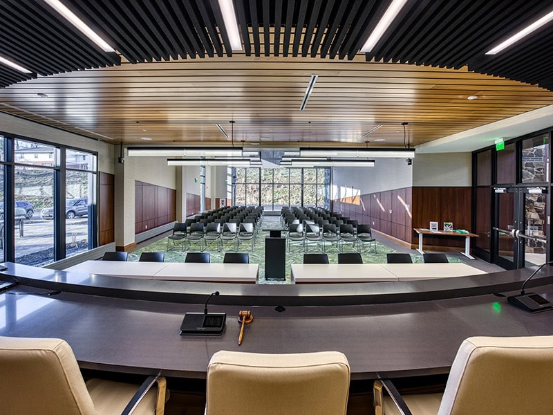 Public meeting chamber inside the South Fayette Township municipal building