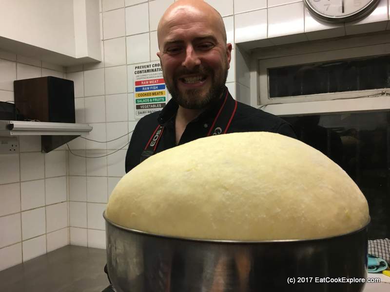 The dough after leaving to rise The dough after leaving to rise