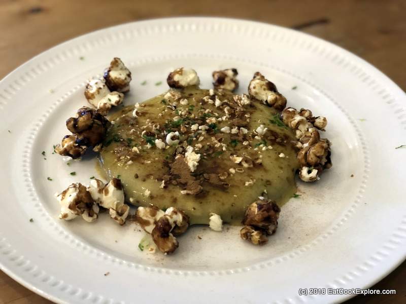 Inventive plant based menu at The Field Restaurant Hackney 7 The Field Restaurant Hackney Sweet Corn Custard And Lions Mane Tart