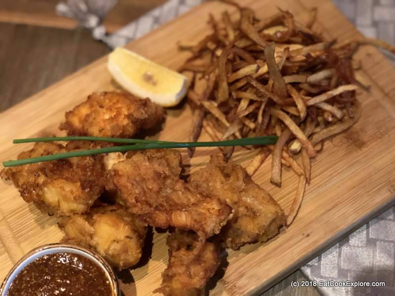 Masala fried cod with hand cut fries Masala fried cod with hand cut fries