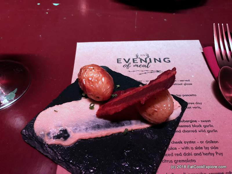 Salt baked potato, yeast beurre noisette, crisp pancetta Salt baked potato, yeast beurre noisette, crisp pancetta
