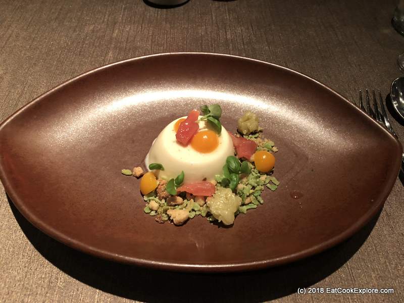 Lemongrass and Toasted Rice Panna Cotta with Lychee and Lime