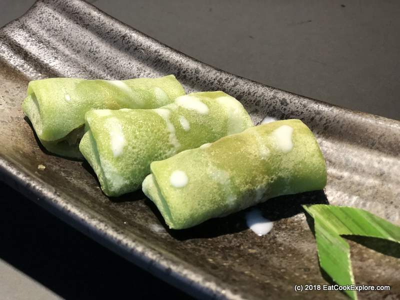 Malaysian Pandan pancakes with palm sugar and coconut filling 1 Malaysian Pandan pancakes with coconut filling