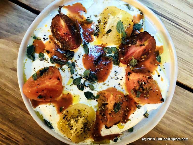 Heritage tomato salad with creme fraiche Heritage tomato salad with creme fraiche