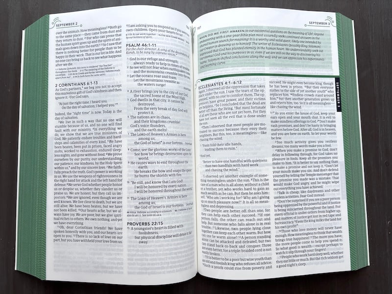Read through the Bible in a year with The One Year Bible for Women and The One Year Bible for Men. Each features daily readings, short devotionals, and the clear NLT translation.