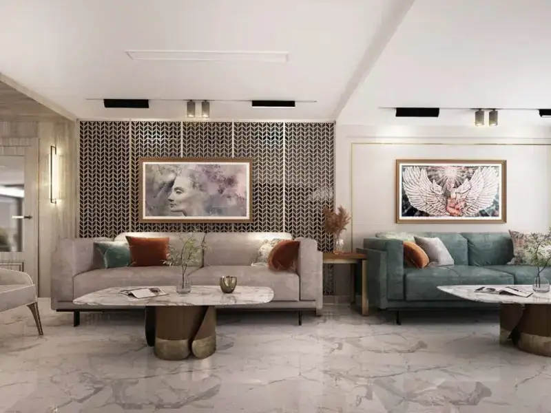 Modern reception lobby on board