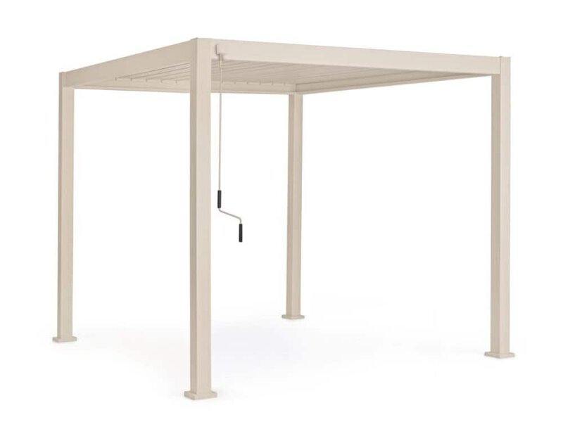 Gazebo bianco in plastica per esterni, robusto e facile da montare, ideale per giardini e terrazzi.