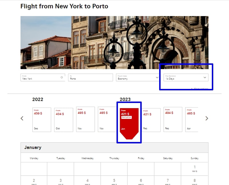 Select destination and dates