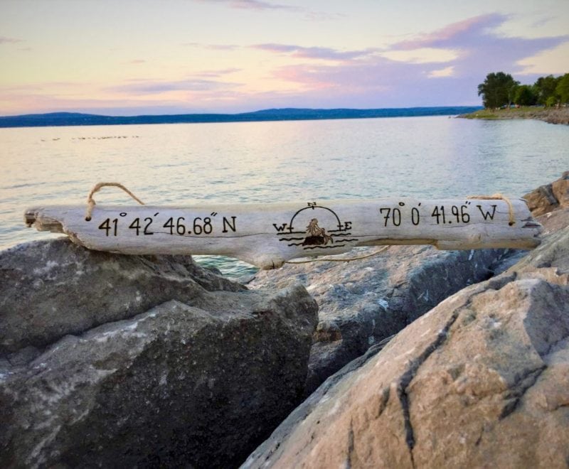 Mermaid GPS Coordinate Driftwood Sign