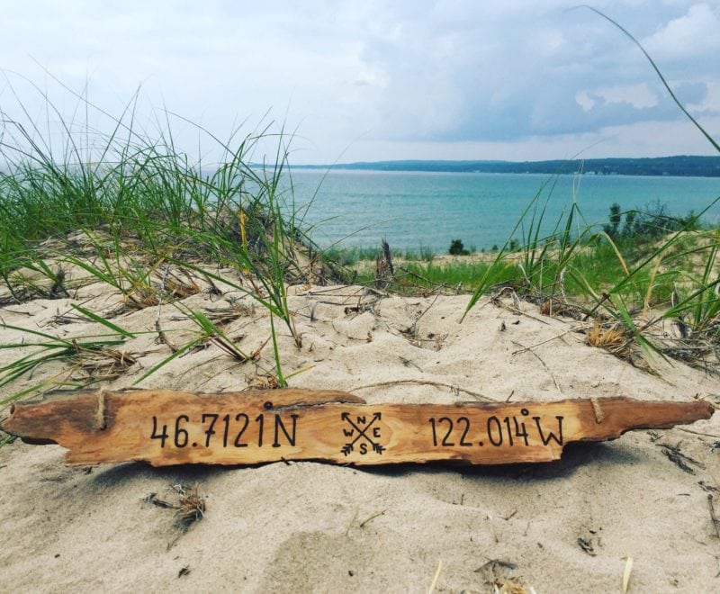 Custom Driftwood Sign Coordinates Beach