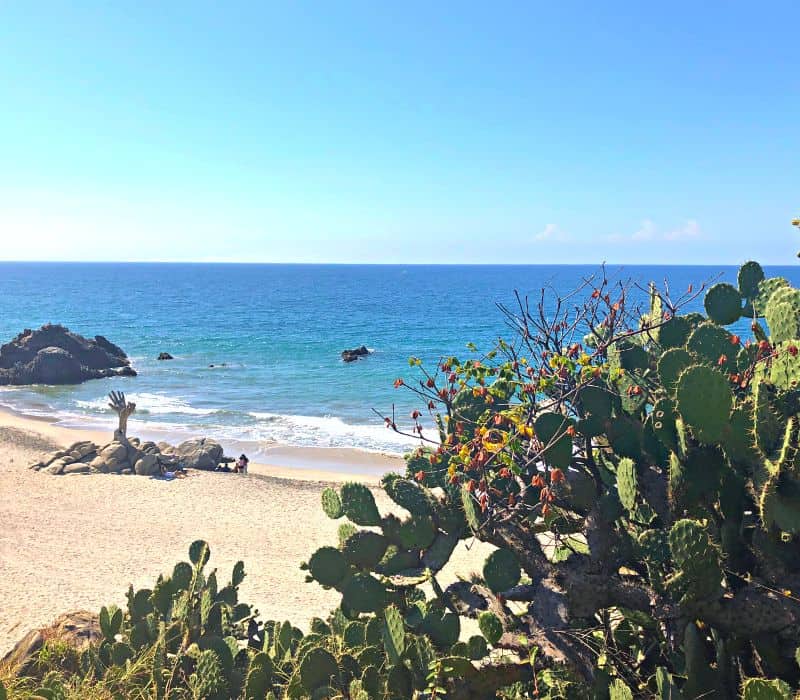 Hands Sculpture at Playa Zicatela Beach in Puerto Escondido, Mexico