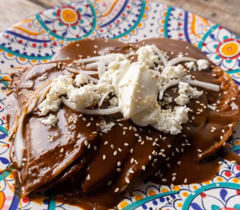 Enmoladas, which are enchilada in mole sauce rather than salsa