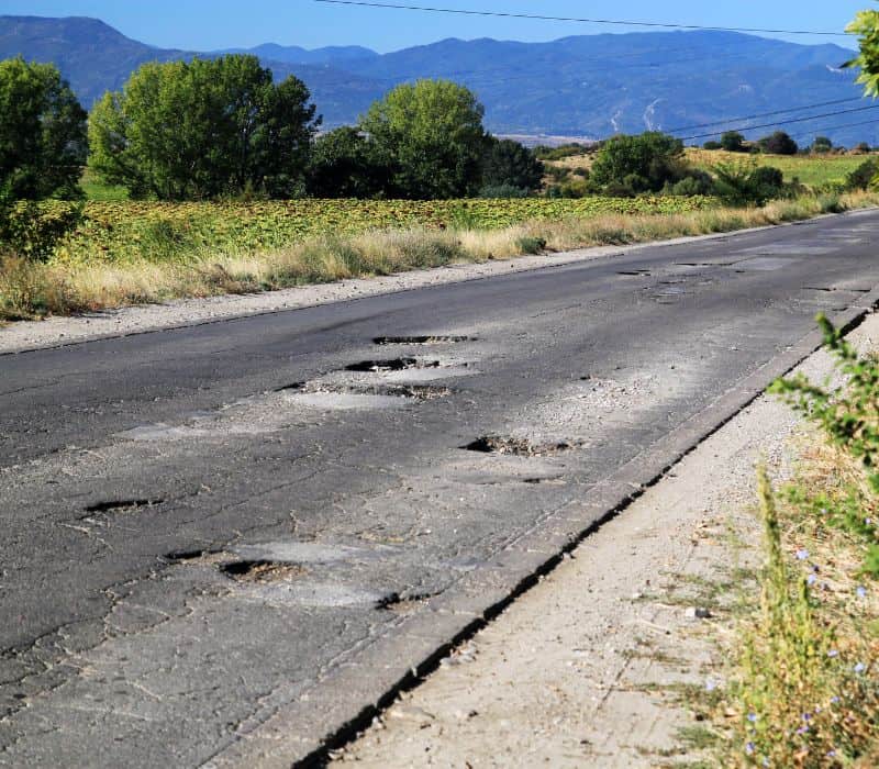 pot holes on a road in mexico