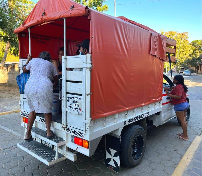 taxi pickup truck in mazunte mexico called a pasajero