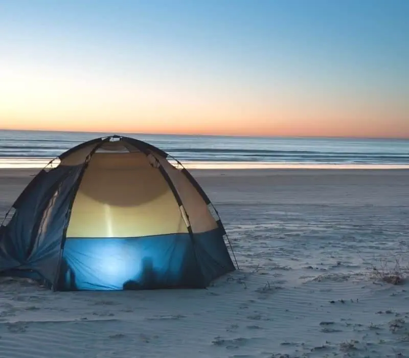 tent on the beach in Chacahua Oaxaca Mexico