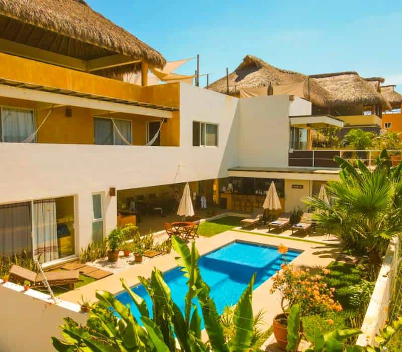 pool area of Villa Bonobo - Puerto Escondido Hostels