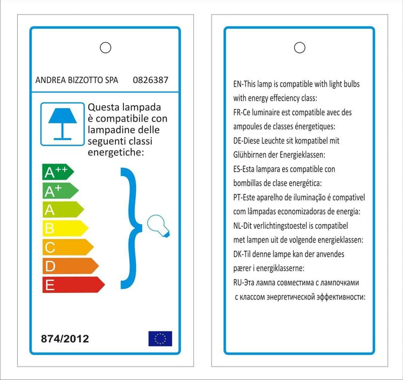 Lampada energia efficiente classe A++ compatibile con molte lampadine.