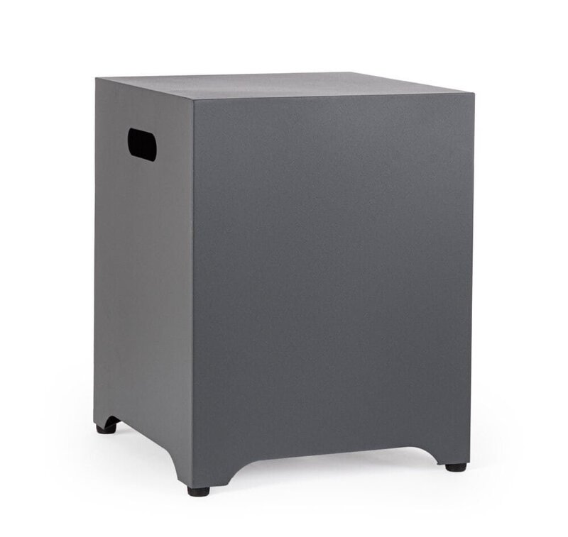 Alt text: Cassa acustica moderna nera con dettagli eleganti e design compatto.