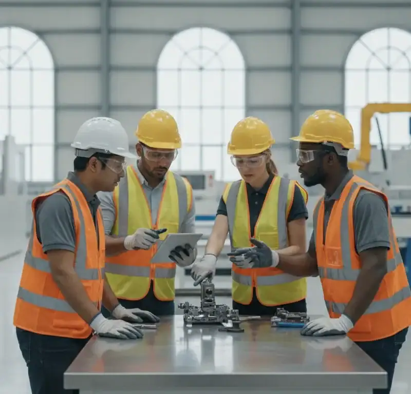DFW manufacturing team and plant manager planning a reliable production workforce
