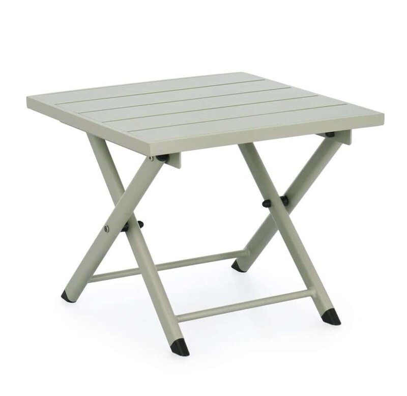 Tavolo pieghevole da esterno in alluminio, resistente e leggero, perfetto per giardino e terrazza.