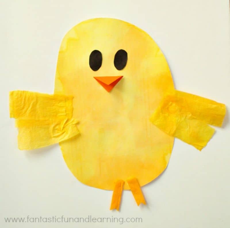 chick made with bleeding tissue paper