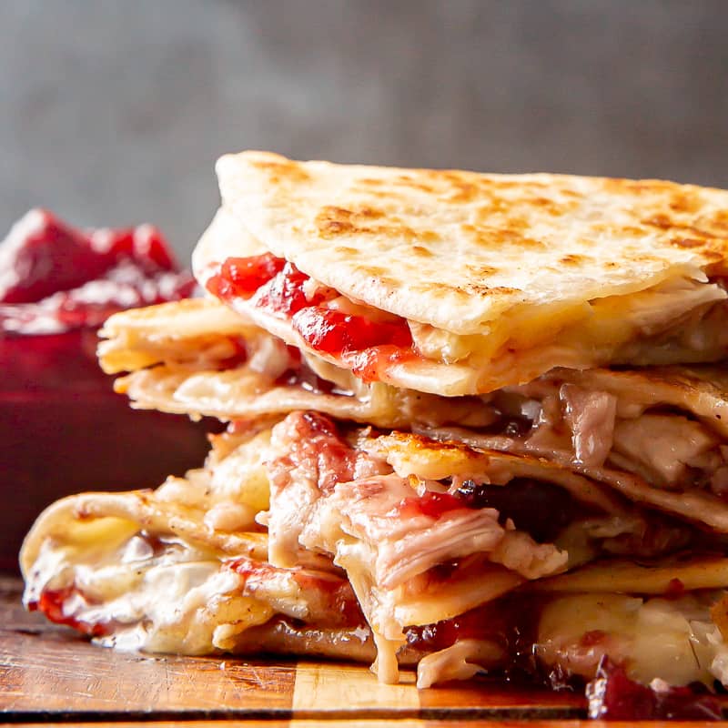 turkey cranberry brie quesadillas