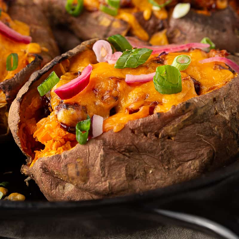 stuffed sweet potato with bbq chicken