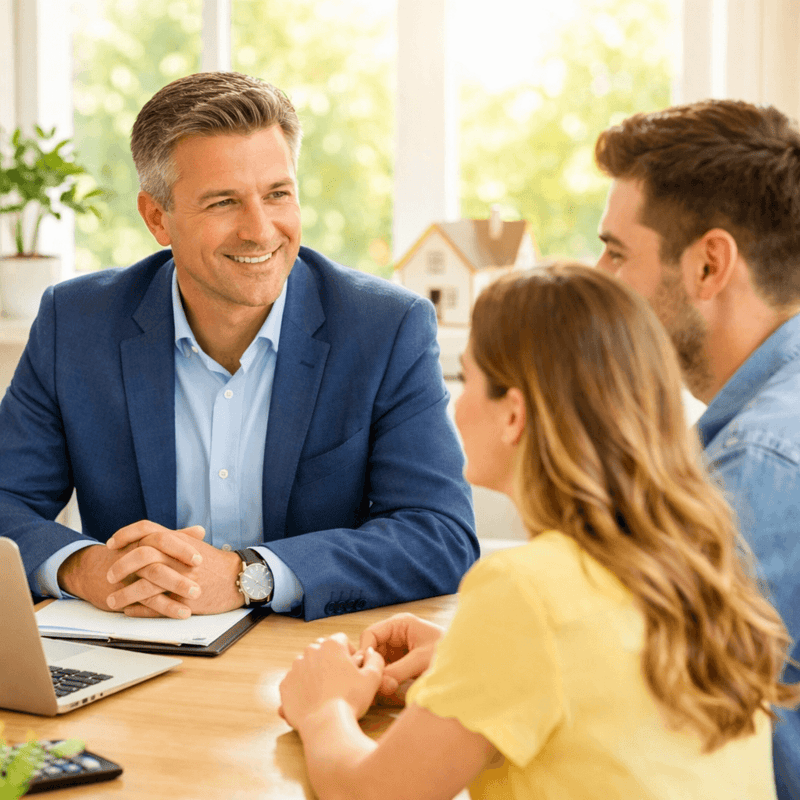 A professional handshake between two individuals over a desk with financial documents and discussing for the Mortgage.