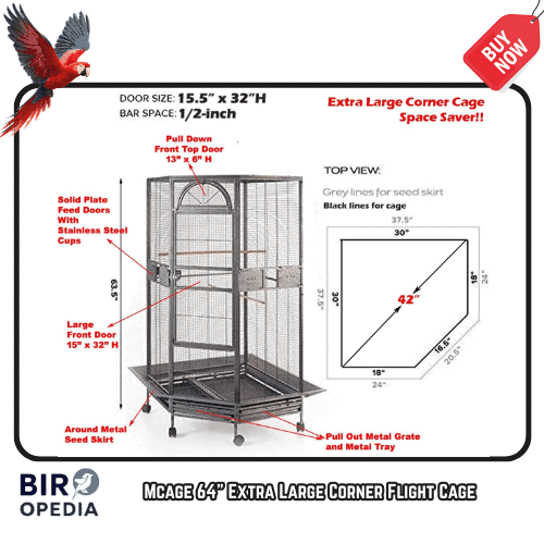 Best Bird Cage for Parrots Mcage 64 Extra Large Corner Flight Cage