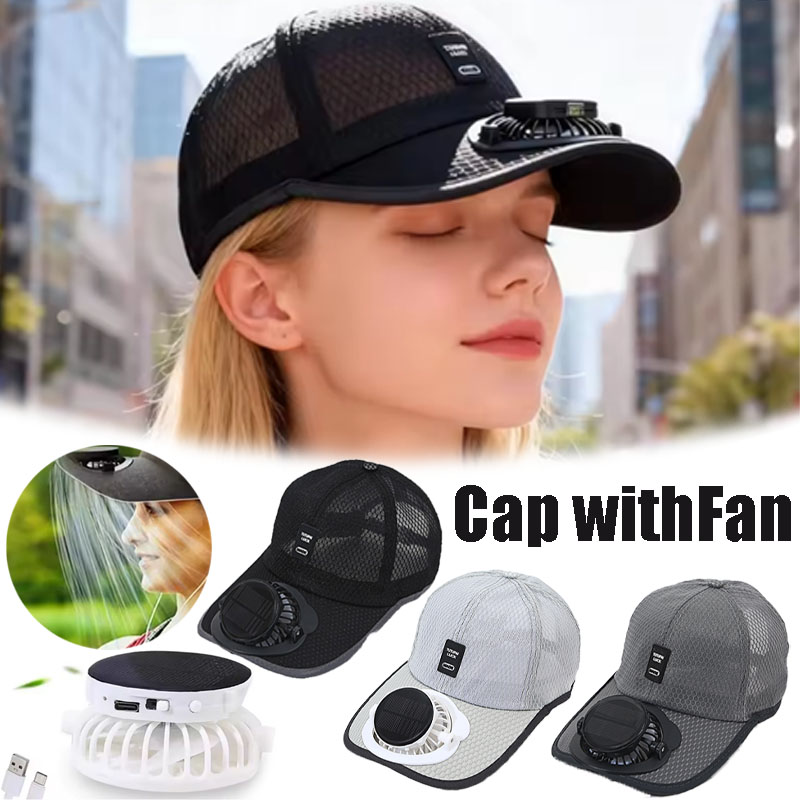 solar charging fan hat