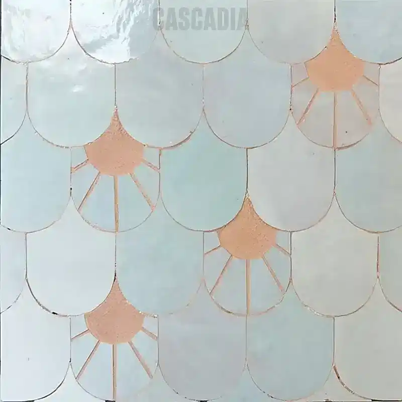 Carreaux de zellige traditionnel marocain Aspera faits main en plusieurs couleurs, prêts à poser