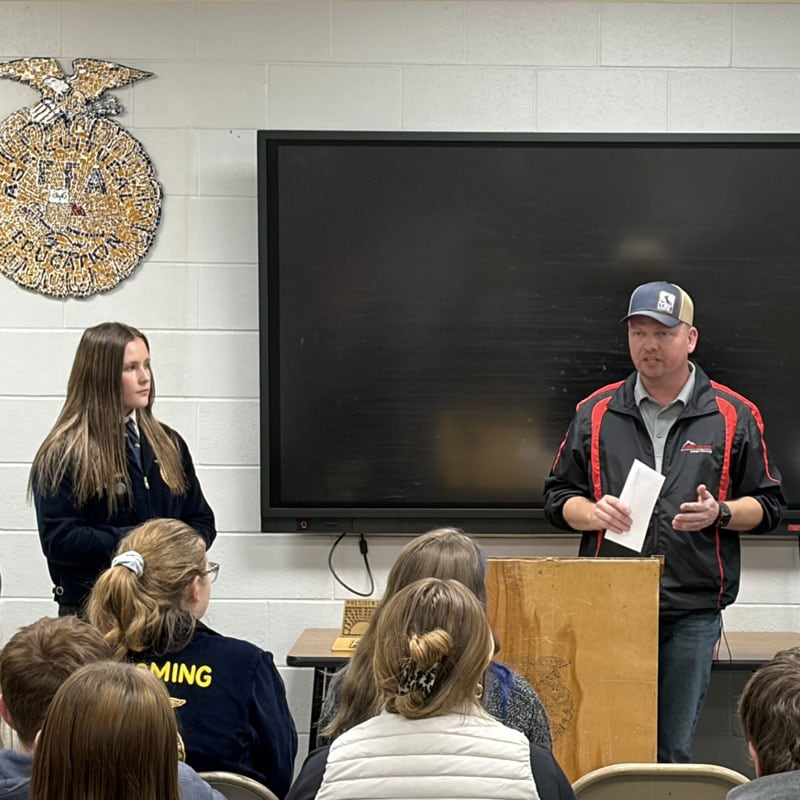 CBH CO-OP Foundation presenting a 0 donation to the Gillette FFA chapter in Wyoming
