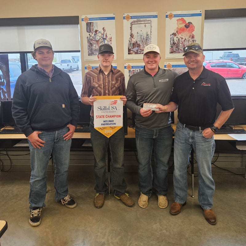 CBH CO-OP Foundation presenting a 0 donation to the Belle Fourche SkillsUSA welding team in South Dakota