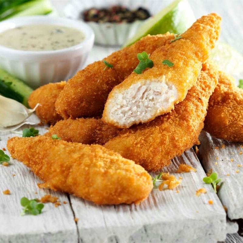 Breaded chicken goujons