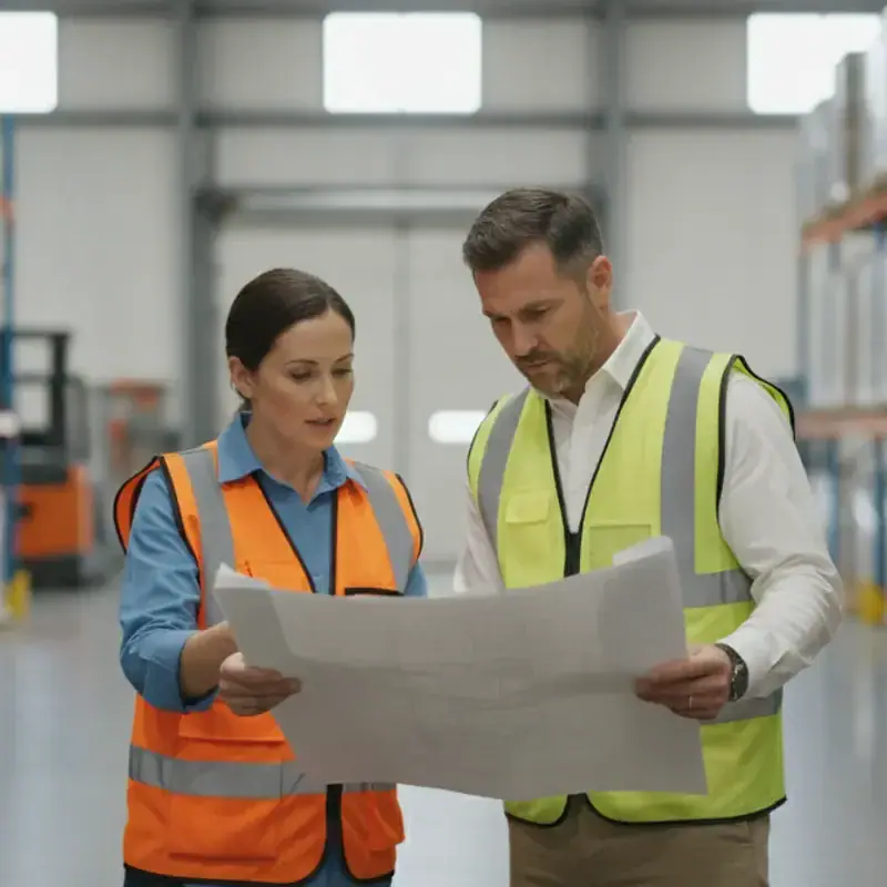 Warehouse supervisor reviewing a staffing plan with a local staffing professional in DeSoto, Texas