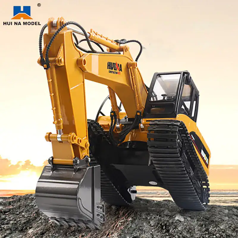 Remote-controlled excavator in the Dig Zone construction sandbox
