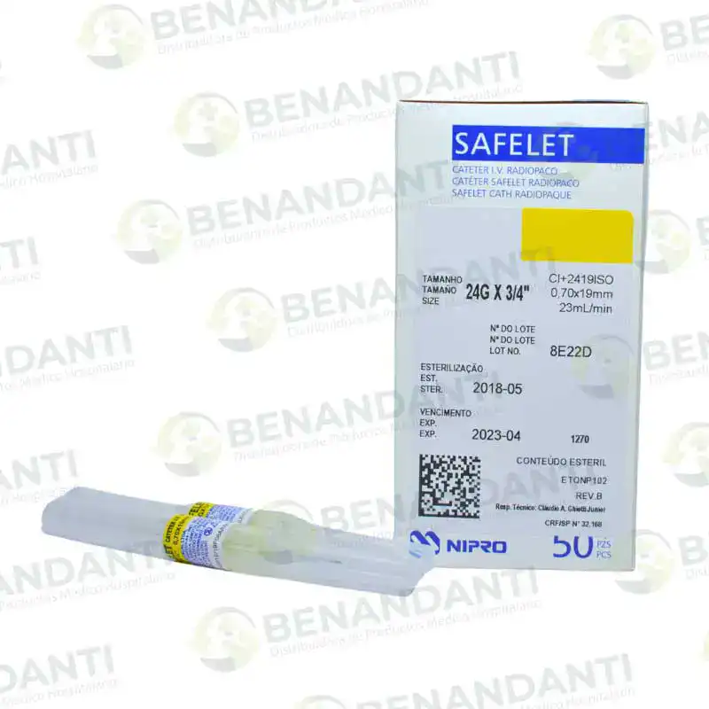 Catéter intravenoso Safelet 24G x 3/4