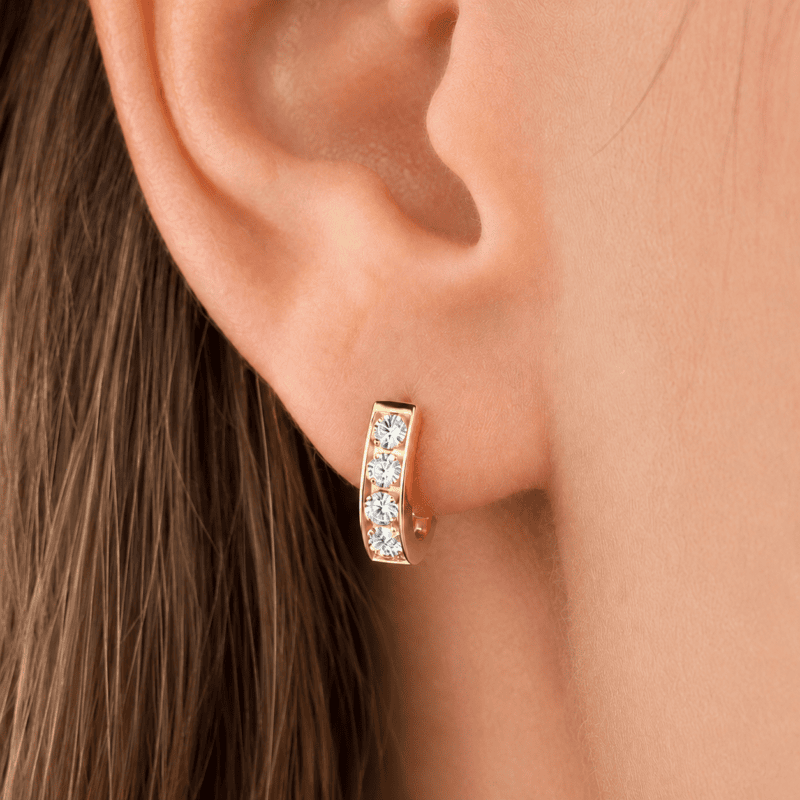 moissanite huggie hoop earrings sterling silver Glamavera 11