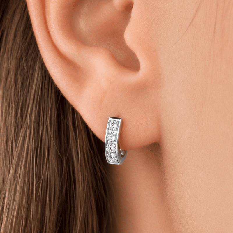 moissanite huggie hoop earrings sterling silver Glamavera 12