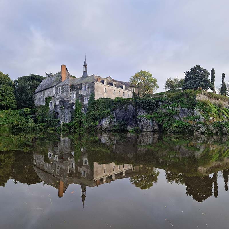 Vue sur Béhuard depuis l'Aveline lors d'une promenade en toue cabanées sur la Loire avec Instants de Loire