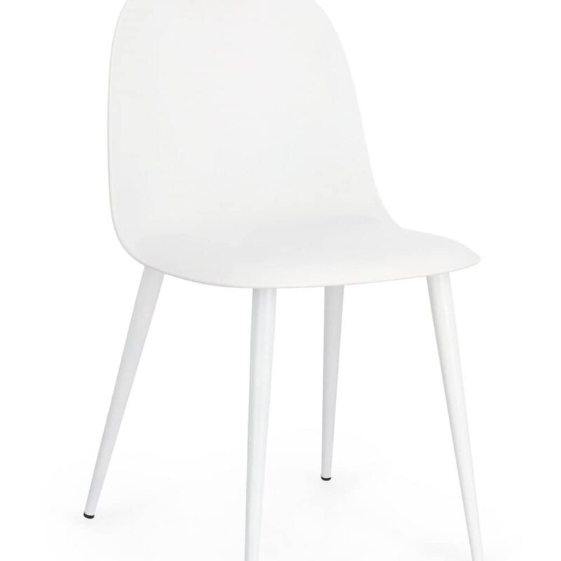 Sedia moderna bianca con design elegante e stile minimalista. Perfetta per interni contemporanei e arredo di design.