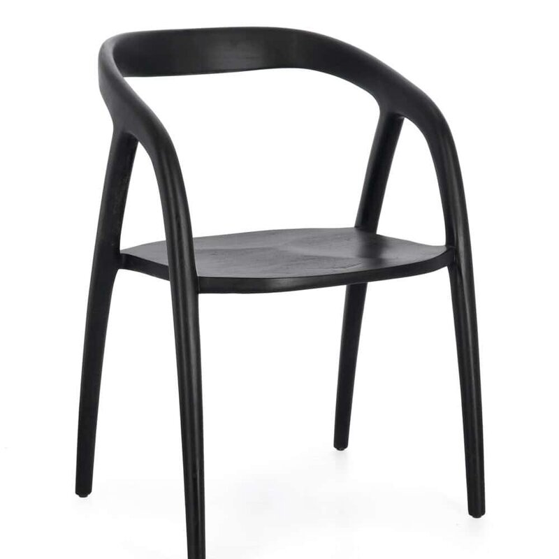 Sedia in legno nero con seduta e braccioli eleganti, perfetta per arredare ambienti contemporanei.
