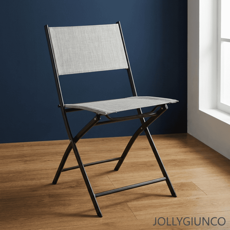 Sedia da giardino pieghevole Martinez grigio chiaro in acciaio e Textilene – 46x58x80 cm